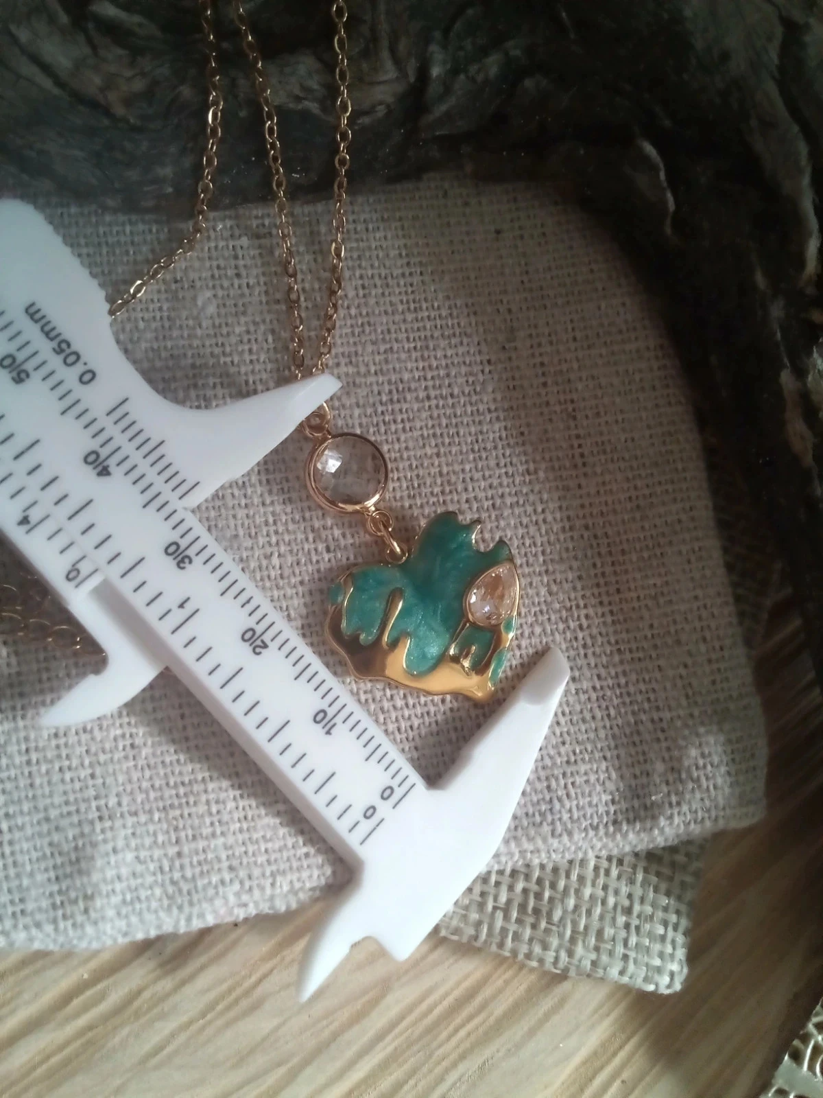 Collier cœur érodé turquoise et connecteur en pierre de cristal de quartz – photo 3